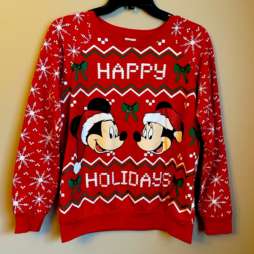 Disney Mickey and Minnie Holiday Snowflake Sweater size small